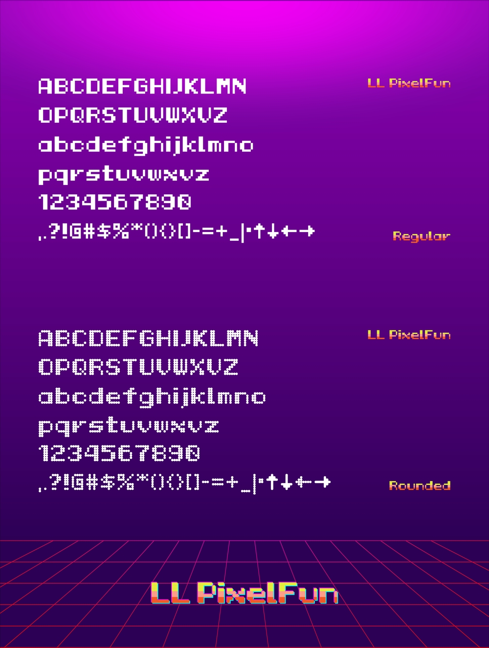 LL PixelFun｜西文电子科技风的免费可商用英文像素字体
